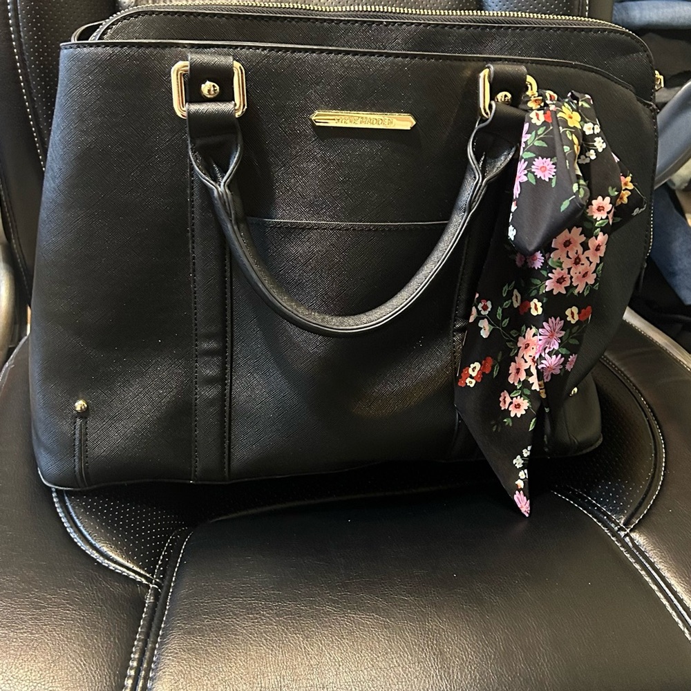 Steve Madden Black Satchel with Gold Hardware